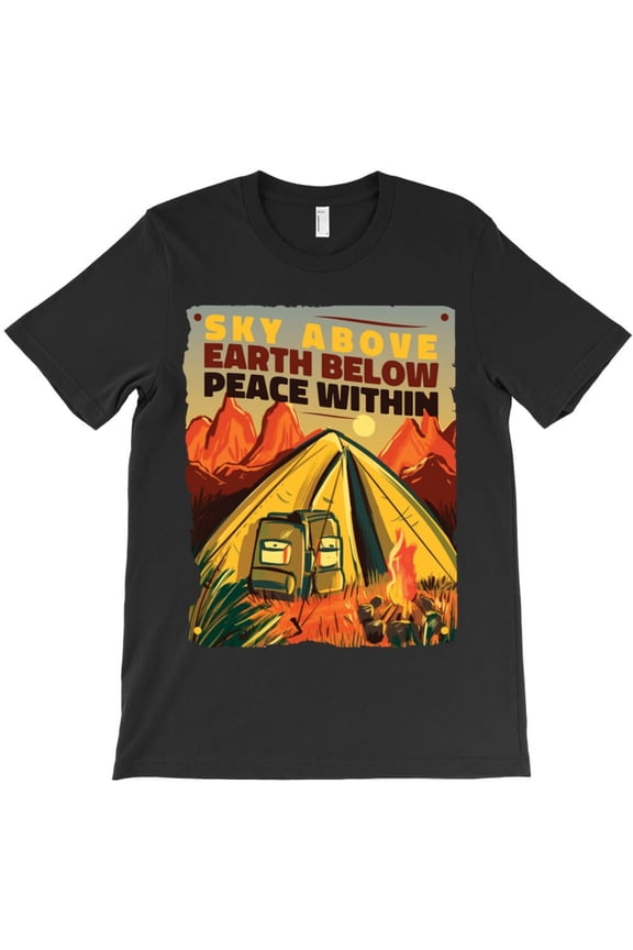 Sky Above Earth Below Peace Within Funny Vintage Bold Holiday Graphic H43191 T-Shirt, for Men and Women, Up to Size 5XL