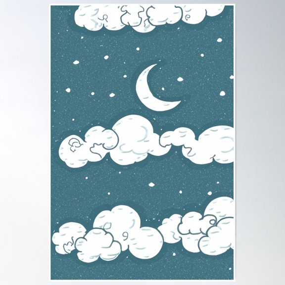 Sky And Moon 2 Poster Wall Art, Modern Wall Decor, 8x12 UNFRAMED