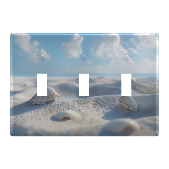 Sky Beach Shells Light Switch Cover Electrical Outlet Cover Replaceable Wall Plates 3-Gang