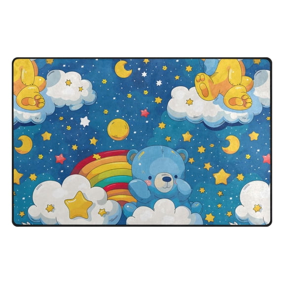 Sky Bear Oil Paint Pattern Memory Foam Area Rug 31"x20" Non Slip, Absorbent, Fade Proof for Living Room, Bedroom, Office