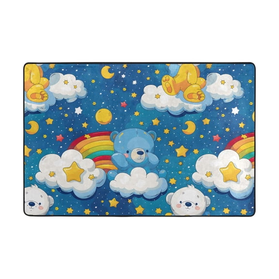 Sky Bear Oil Paint Pattern Rug 36x24in Memory Foam Absorbent Non Slip Plush for Bathroom Kitchen Entryway