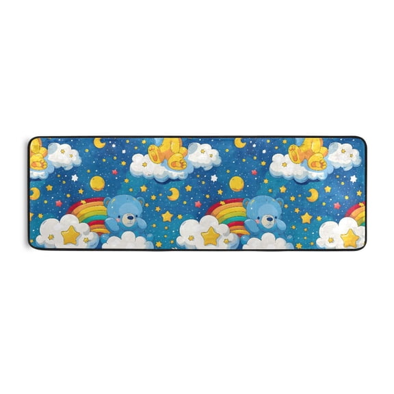 Sky Bear Oil Paint Pattern Runner Rug 24x72 Inch Cushioned Non Slip Soft Absorbent Floor Mat