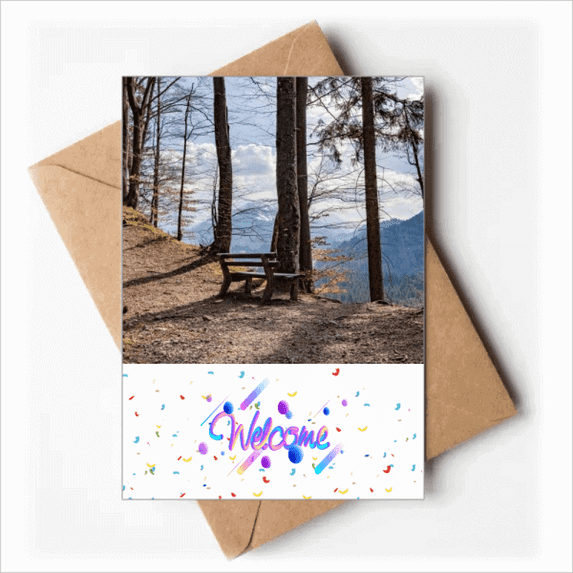 Sky Bench Forestry Science Nature Scenery Welcome Back Greeting Cards Envelopes Blank