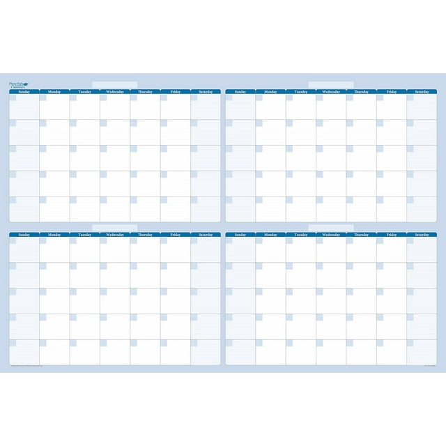 Sky Blue 120Day 24" x 36"Horizontal Wall Calendar 4 Month Wet & Dry
