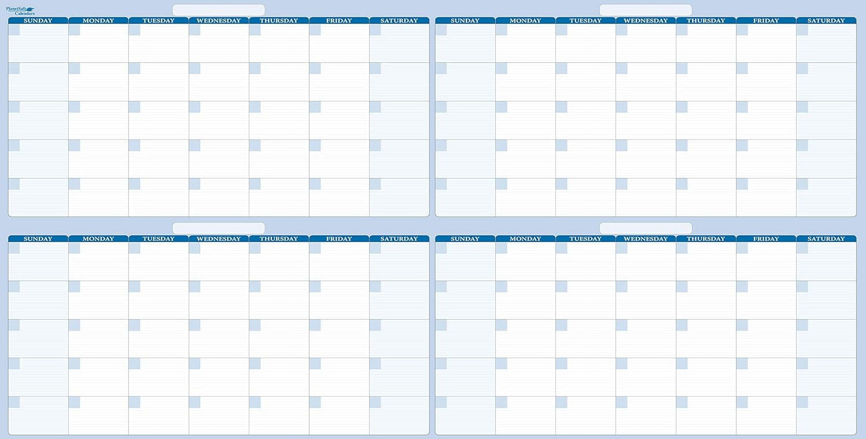 Sky Blue 120Day 36" x 75" Horizontal Wall Calendar 4 Month Wet & Dry