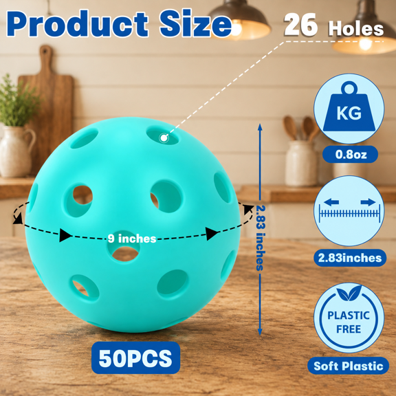 Sky Blue 50 Pack Plastic Practice Baseballs for Indoor Outdoor