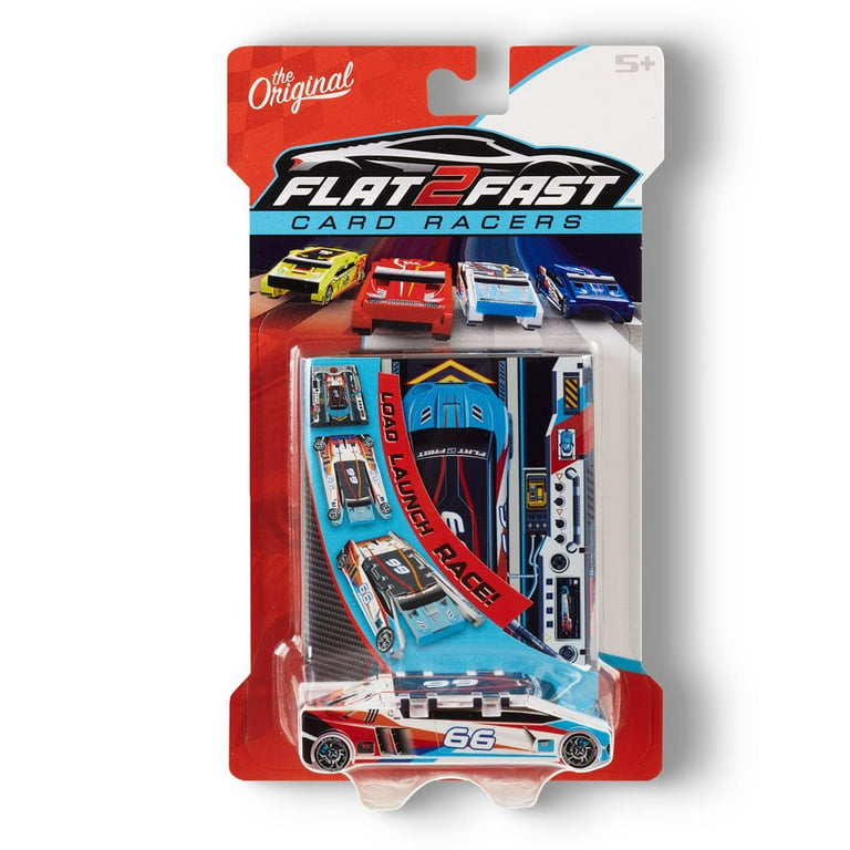 Flat 2 Fast Sky Blue Card Racer, Transforming Toy Car for Ages 5