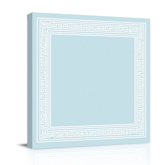Sky Blue Abstract Art Canvas Wall Art for Living Room, Geometric Greek Key Country Farm Poster Print Painting for Bedroom Office Home Decoration Wall Pictures Prepare To Hang 8"x8"
