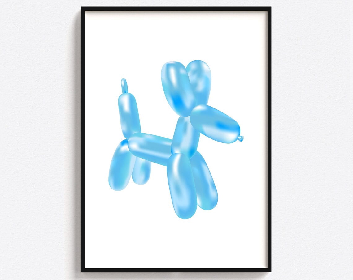 Sky Blue Balloon Dog Wall Art Print, Y2K Pop Art, Playful Modern Home ...