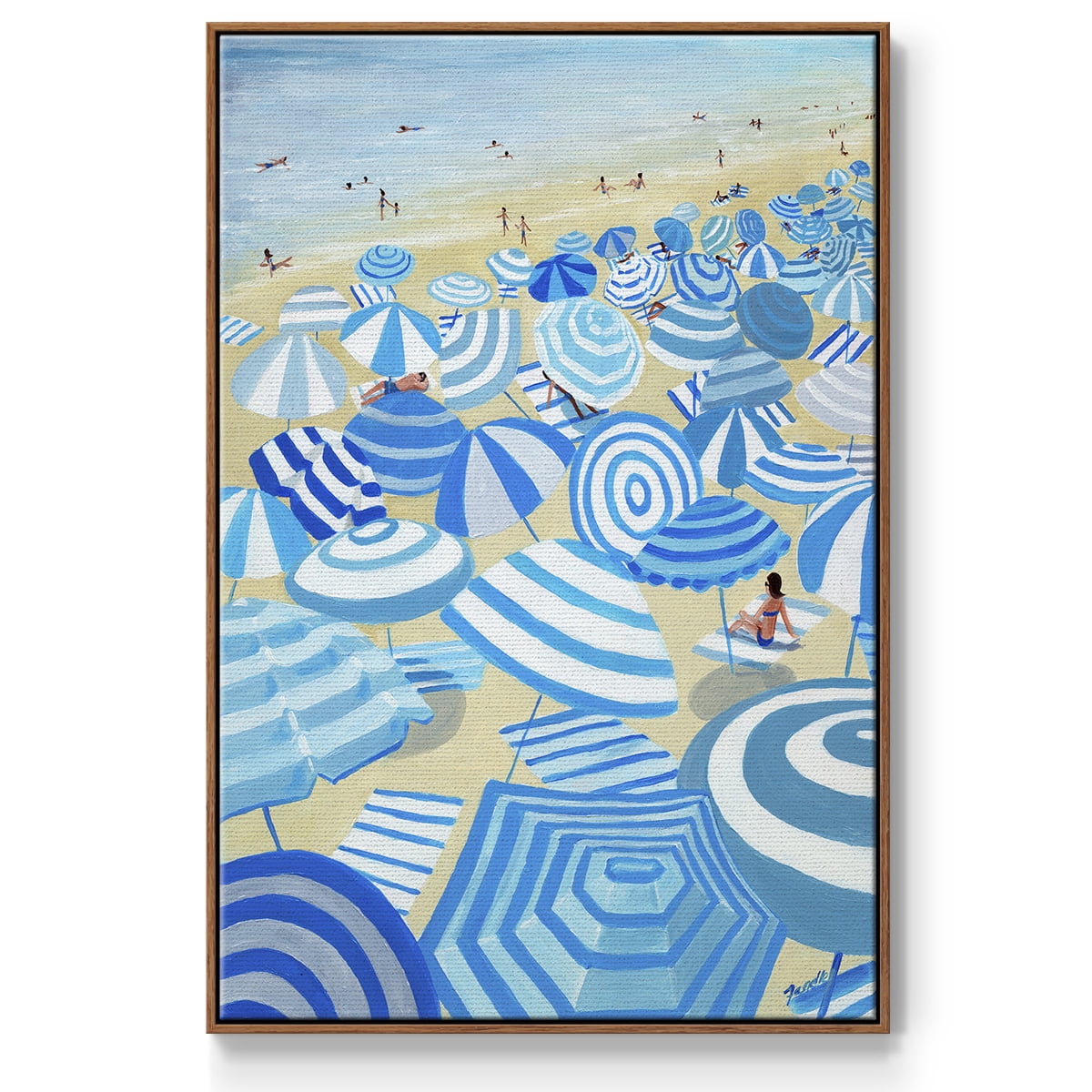 Sky Blue Beach Framed Premium Gallery Wrapped Canvas - Ready to Hang