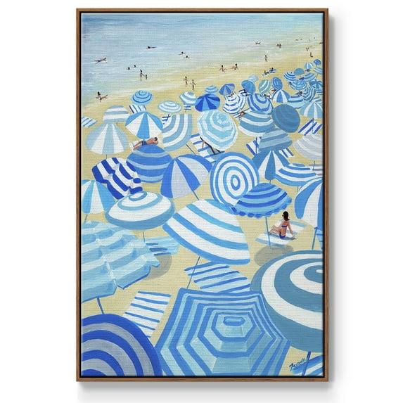 Sky Blue Beach Framed Premium Gallery Wrapped Canvas - Ready to Hang