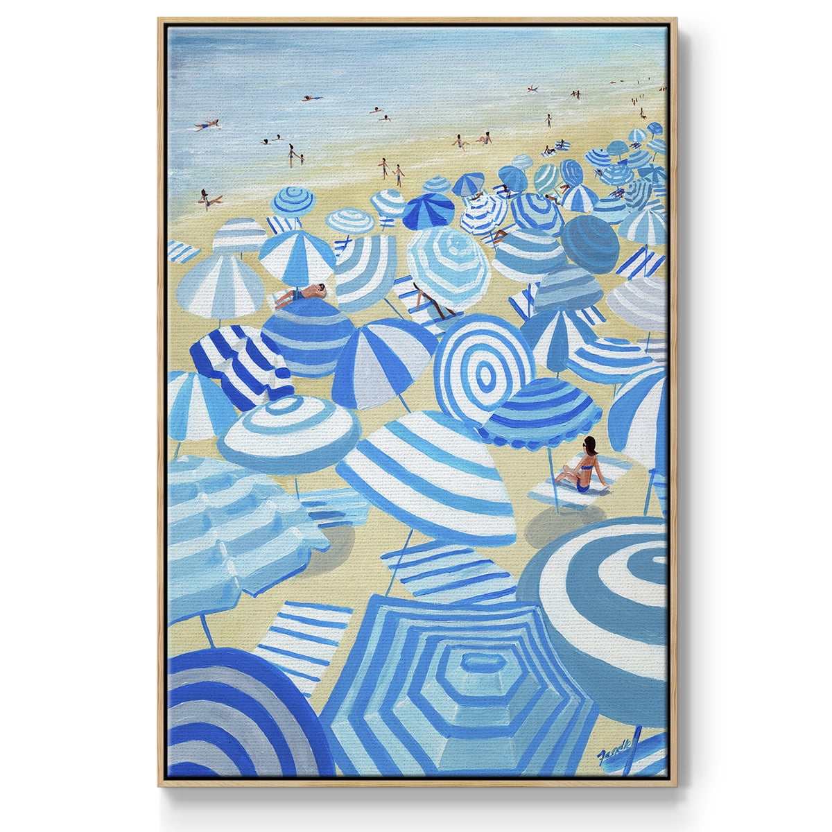 Sky Blue Beach Framed Premium Gallery Wrapped Canvas - Ready to Hang