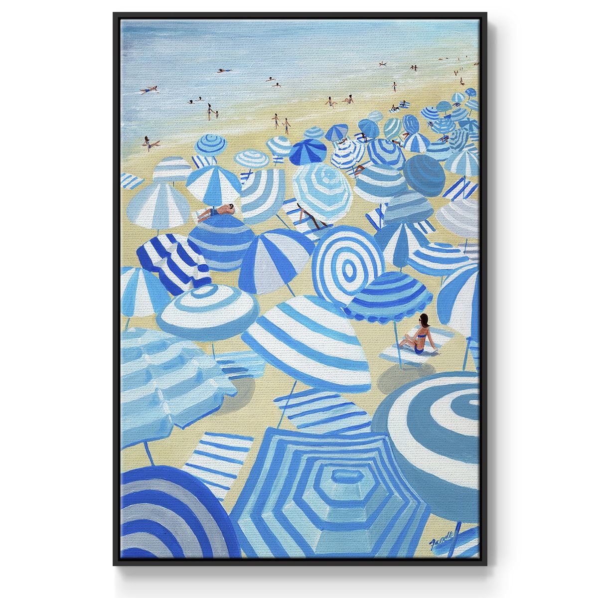Sky Blue Beach Framed Premium Gallery Wrapped Canvas - Ready to Hang