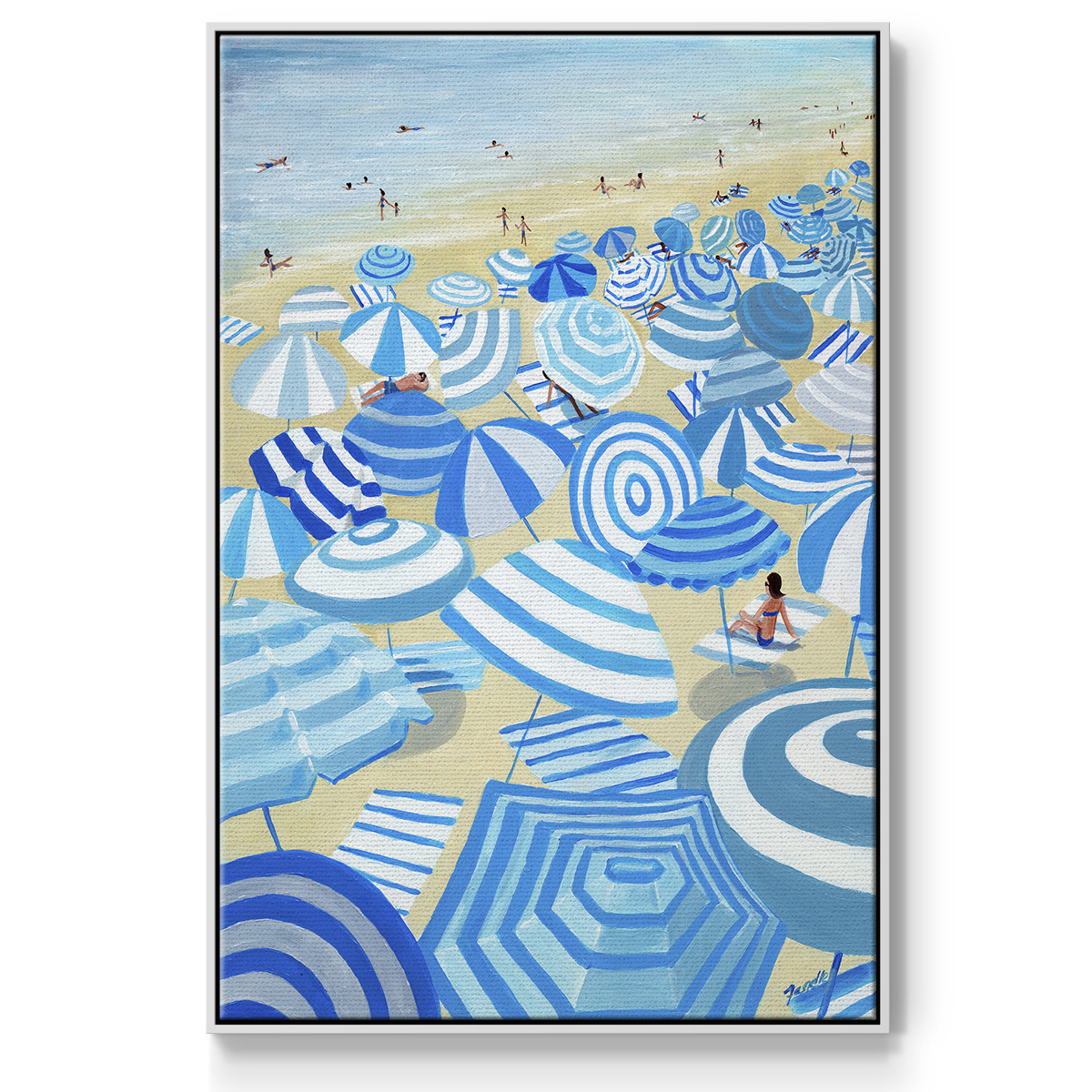 Sky Blue Beach Framed Premium Gallery Wrapped Canvas - Ready to Hang