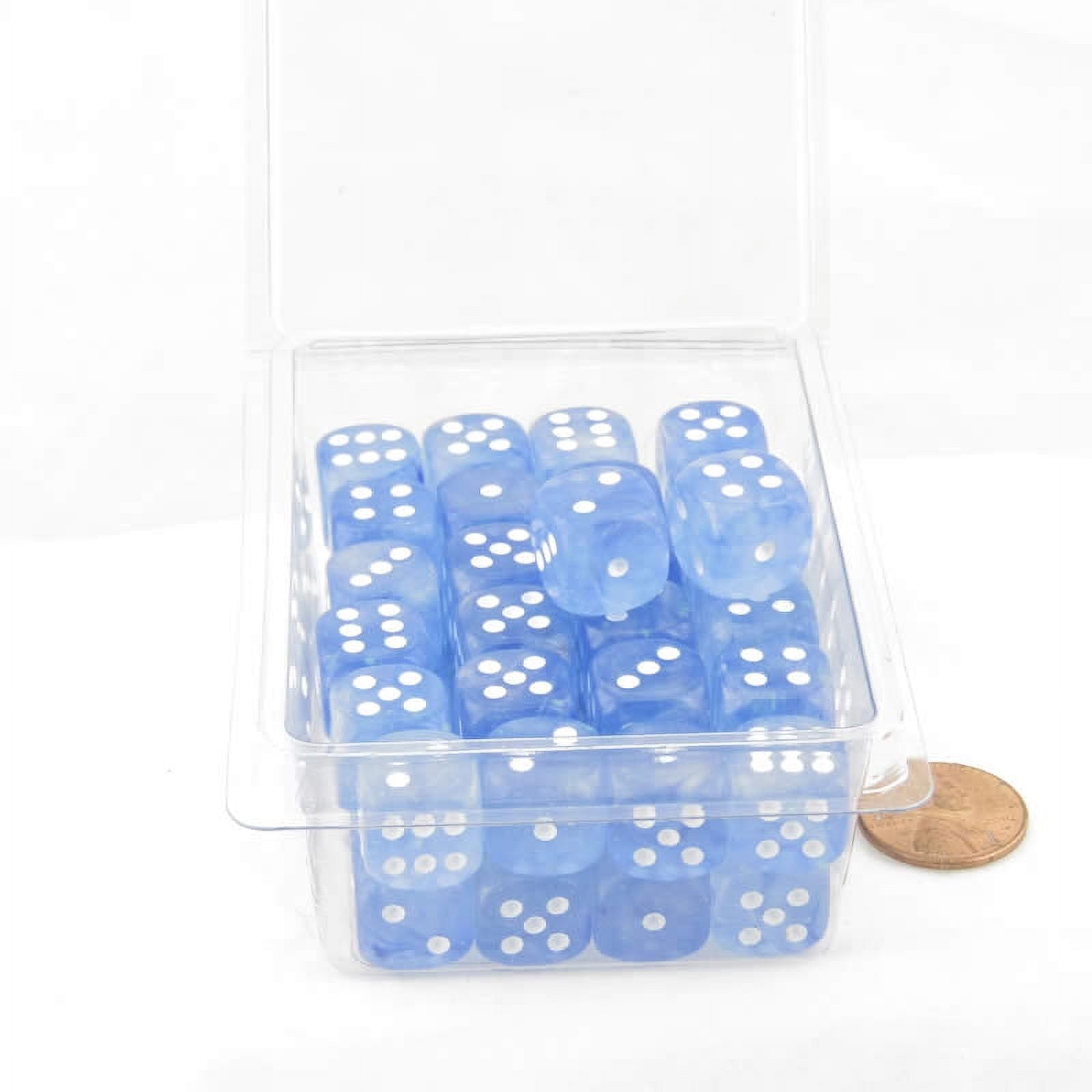 Sky Blue Borealis Dice Luminary with White Pips 12mm (1/2in) D6 Set of 50 Wondertrail