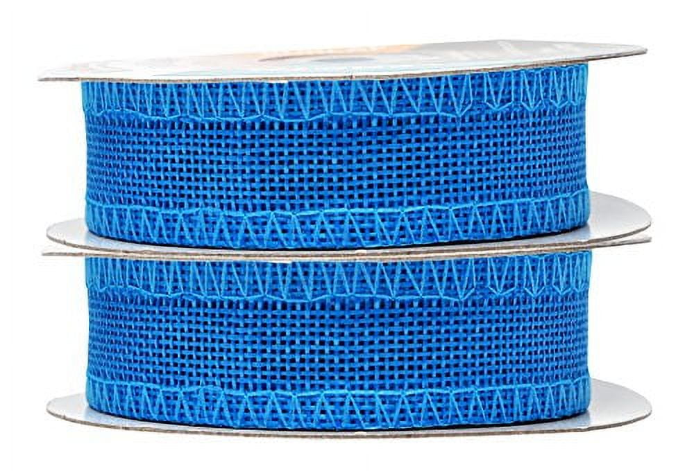 Sky Blue Burlap Ribbon 2.5 Inch 2 Rolls 20 Yards Unwired Rustic Jute Ribbon  for Crafts, Mason Jars, Weddings, Party Decoration; by Mandala Crafts 