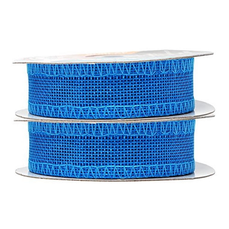 Blue Wire With Burlap Ribbon Midi Ribbon Sky Blue Wire Ribbon 1.5 Inch