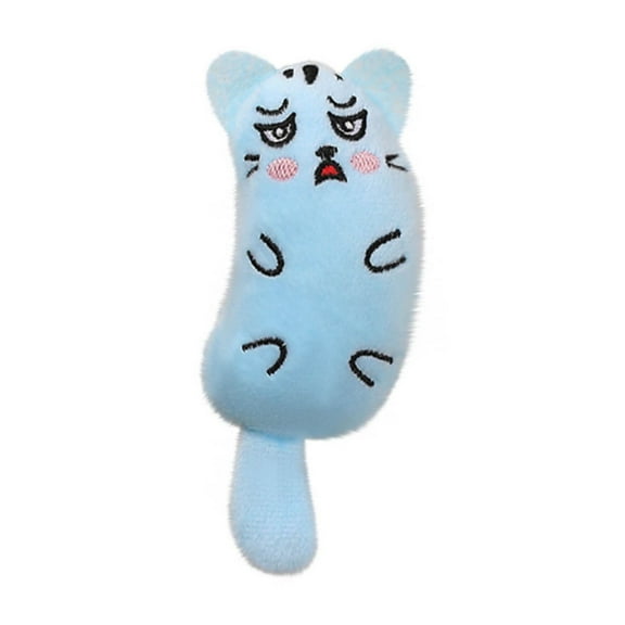 Sky Blue Cartoon Cats Dog Shaped Plush Toy Gnaw Resistance Puppy Toy Cat Self Funny Grinding Teeth Cleaning Interactive Toy 4.1X2.2X1.4 Inches Sky Blue