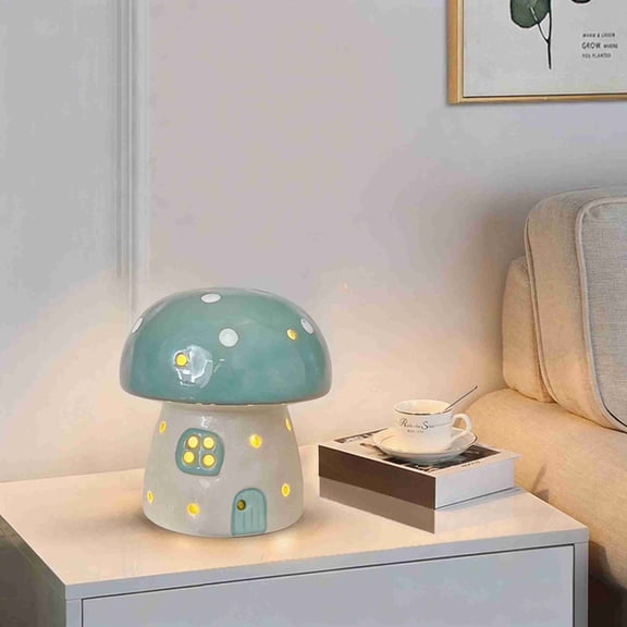 Sky Blue Ceramic Night Light, Ceramics LED Tabletop Accent Lamp, Bedroom Decorative Light for Bedroom Dorm Room and Desktop and Home and Daily Use and Indoor Home Display