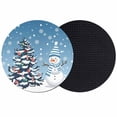 thumbnail image 1 of Sky Blue Christmas Coasters Set of 2, Absorbent Coasters for Drinks, Snowman Pine Tree Ball Snowflakes Coaster for Desk Coffee Table Protection, Home Decor House Warming Gifts 4", 1 of 8