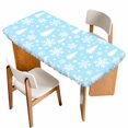thumbnail image 1 of Sky Blue Christmas Table Cloths for 3 Foot Rectangle Tables, Xmas Tree Snowflake Winter Abstract Patio Waterproof Elastic Fitted Tablecloths, Washable Rectangular Table Cover for Camping, 1 of 8
