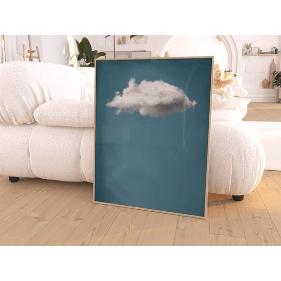 Sky Blue Cloud Wall Art Print, Abstract Art, Minimalist, Living Room Decor, Bedroom Decor, Over Bed Decor, Wall Decor Over The Bed, Surreal Wall Art, Modern Wall Decor, 8x12 UNFRAMED