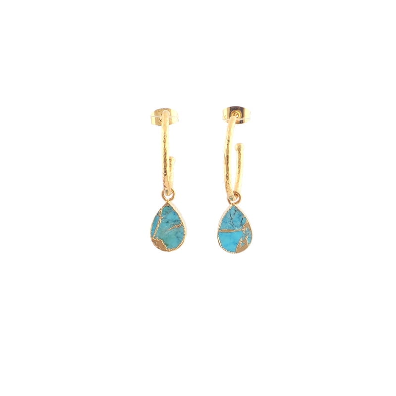 ZEVA JEWELS Sky Blue Copper Turquoise Gemstone Gold-plated Earring For Women's, Jewelry Gift for Her