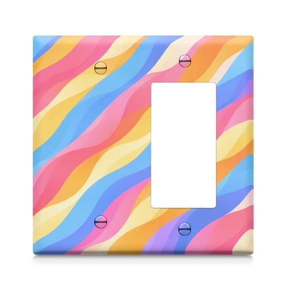 Sky Blue, Coral Orange and Blush Pink Floral Art Blank 1-Gang Blank ...