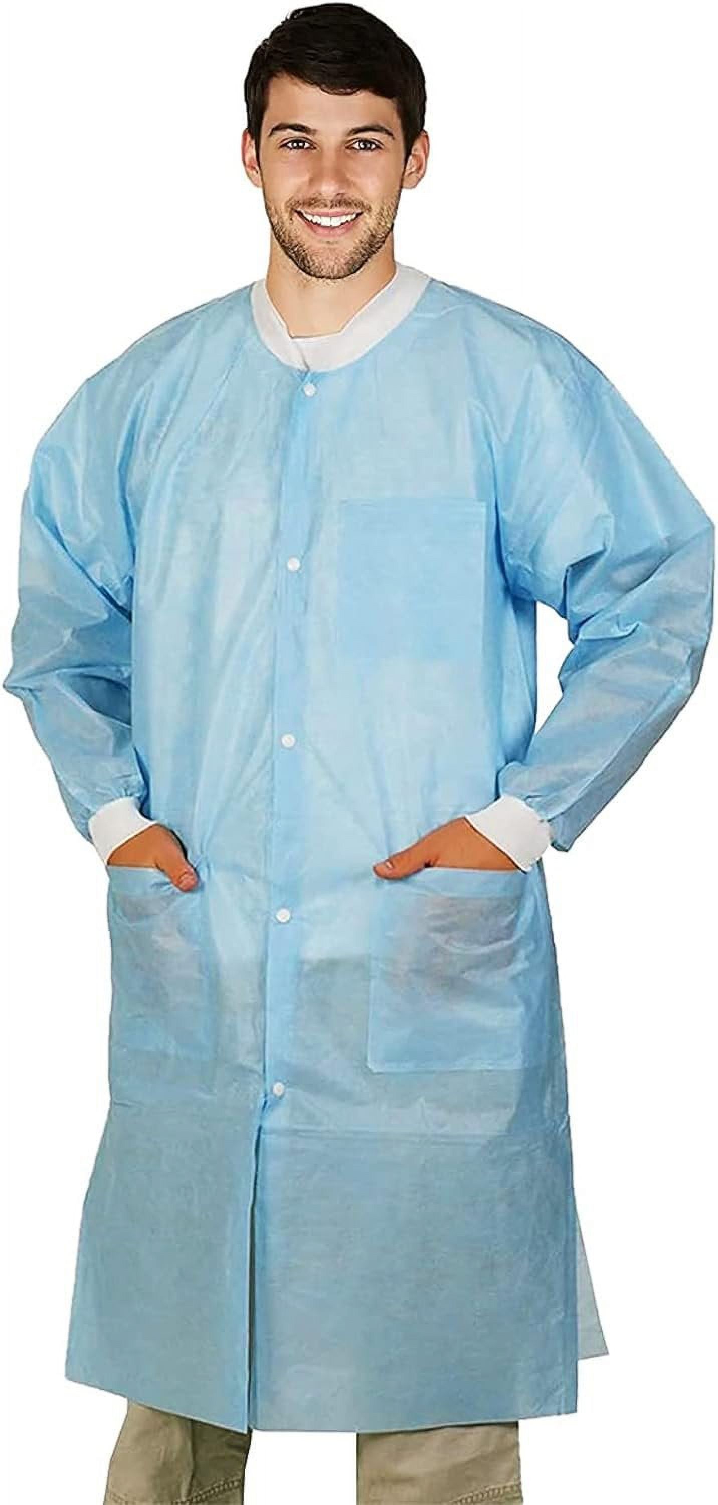 Sky Blue Disposable Lab Coats for Adults, Medium. 10 Pack Medical PPE