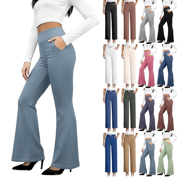 Sky Blue Dress Pants Womens Pull up Elderly Pants Drape High Waist Ladies Stretch Trousers Business Casual Slacks