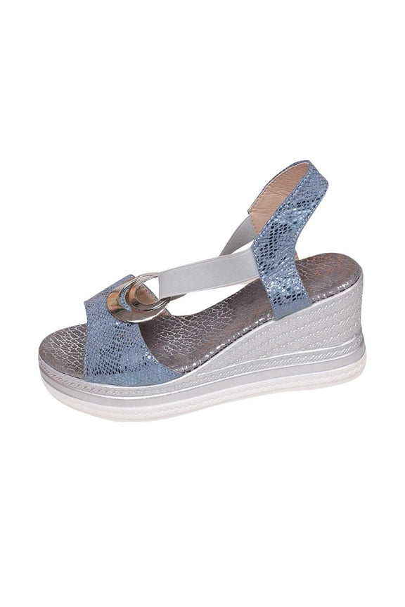 Sky Blue Female Casual Solid Color One-Line Sandals, Rubber Sole U Material Sandals, Comfortable Stylish Daily Use Spring Summer Wear Footwear
