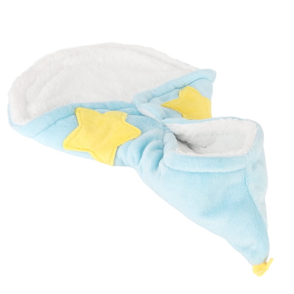 Sky Blue Flannel Dog Cape with Shu Velveteen Lining - Soft Warm Pet Robe Blanket for Small Dogs & Cats blue Winter Cold Weather Sky