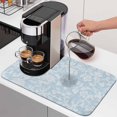 thumbnail image 1 of Sky Blue Floral Dish Drying Mats for Kitchen Counter, Pastoral White Petal Leaf Botanical Linen Absorbent Coffee Bar Mat with Non-slip Rubber Backed Quick Drying Dish Rack Pad 16"x18", 1 of 9