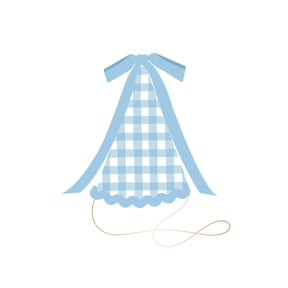 Bonjour Fte Blue Gingham Party Hats, Disposable Party Supplies, 8 Count, MIni, Birthday