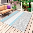 thumbnail image 1 of Sky Blue Grey Outdoor Rug for Patio/Deck/Porch, Non-Slip Large Area Rug 6 x 9 Ft, Chic Garden Floral Stripe Embroidery Design Indoor Outdoor Rugs Washable Area Rugs, Camping Rug Carpet Runner, 1 of 8