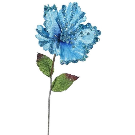 Sky Blue Hibiscus Flower Stem, 23 & 8 in.
