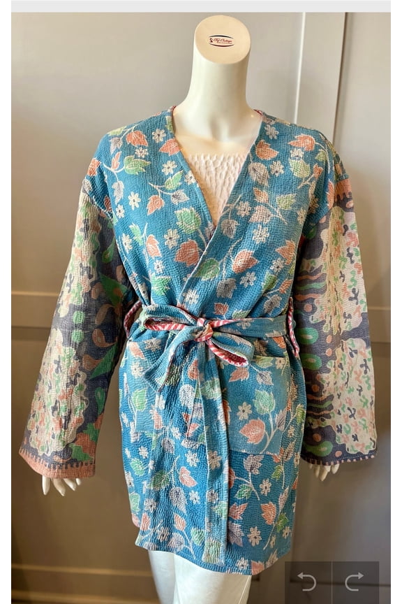 Sky-Blue Kantha Work Jacket