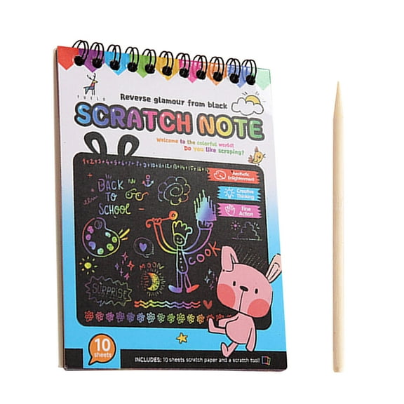 Sky Blue Kids Diy Rainbow Scratch Art Paper Pad Set Includes Drawing Tool For Mess Free Crafts