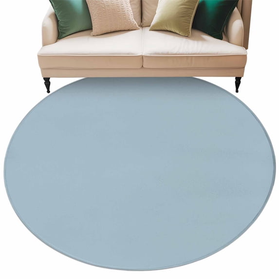 Sky Blue Large Area Rugs for Bedroom Living Room, Soft Non Slip Carpet Bedside Rug, Modern Pure Winter Sky Blue Round Floor Cover Kitchen Accent Rug 6' for Dining Room/Office
