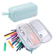 thumbnail image 1 of Sky Blue Large Capacity Pencil Case Canvas Pen Organizer Expandable Pencil Pouch Multi Purpose Storage Bag For Office, 1 of 9