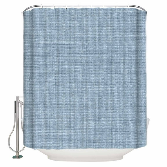 Sky Blue Linen Shower Curtain Set ,Waterproof Fabric Shower Curtains Farmhouse Pure Color Country Vintage Shower Curtains for Bathroom,Bathroom Decor 72"x78"