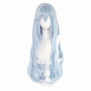Sky Blue Long Curly Anime Hair Wig - Thick Wavy Cosplay Hair for Daily Use