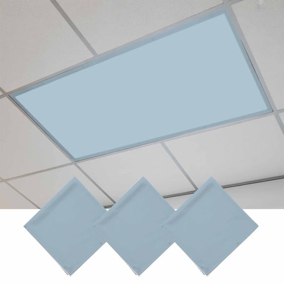 Sky Blue Magnetic Fluorescent Light Covers for Ceiling Lights 2 x 4 Feet, Modern Pure Winter Sky Blue Office Classroom Kitchen Drop Ceiling Light Covers Lighting Filters Shade Panel 3 Packs