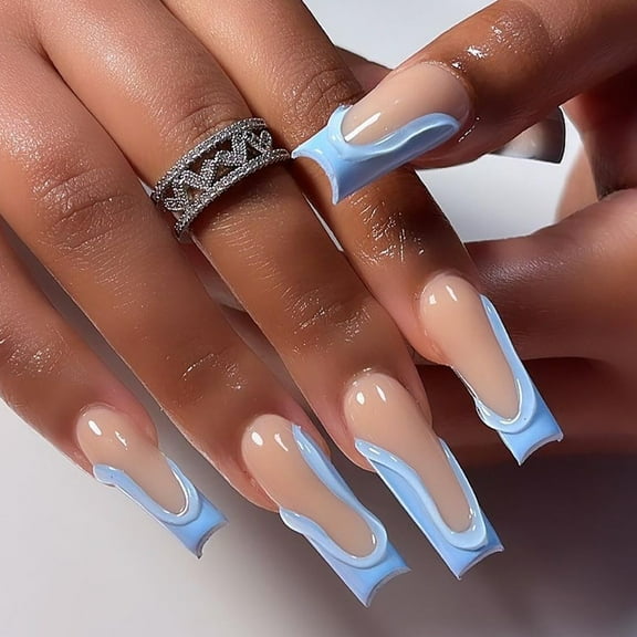 Sky Blue Manicure Rectangular Nail Tip