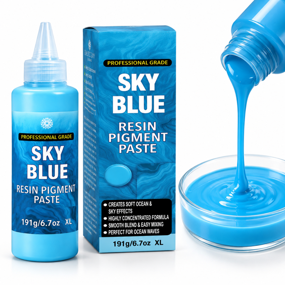 Sky Blue Metallic Epoxy Pigment Paste, 6.7oz Concentrated Colorant for Art and River Tables