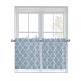 thumbnail image 1 of Sky Blue Morocco 2 Panel Kitchen Curtains for Small Windows, Farmhouse Geometric Quatrefoil Grid Bathroom Tier Curtain, Short Window Treatment for Bedroom/Living Room 55"x36", 1 of 6