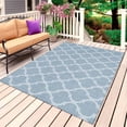 thumbnail image 1 of Sky Blue Morocco Outdoor Rug 5x7 Ft, Non Slip Washable Area Rug, Farmhouse Geometric Quatrefoil Grid Patio Rugs Carpet Runner, Large Floor Mat for Indoor/Outdoor Deck Porch Camping, 1 of 8