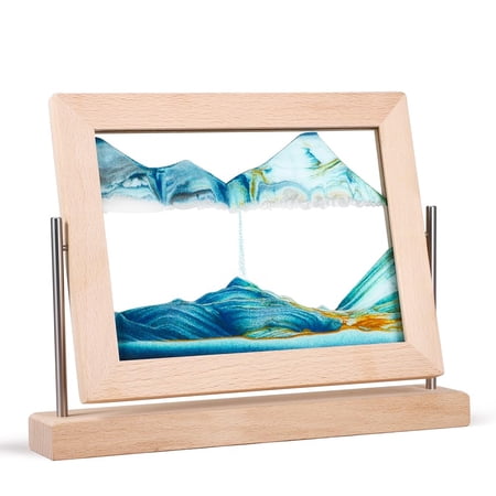 Sky Blue Moving Sand Art Picture 3D Dynamic Sandscape Home and Office Decor