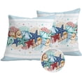 thumbnail image 1 of Sky Blue Ocean Starfish Outdoor Pillow Covers 18x18 Set of 2,Waterproof Patio Throw Pillowcase Protectors,Summer Coastal Coral Conch Decorative Pillow Shams Cushion Covers for Seat Bed Couch Sofa, 1 of 8