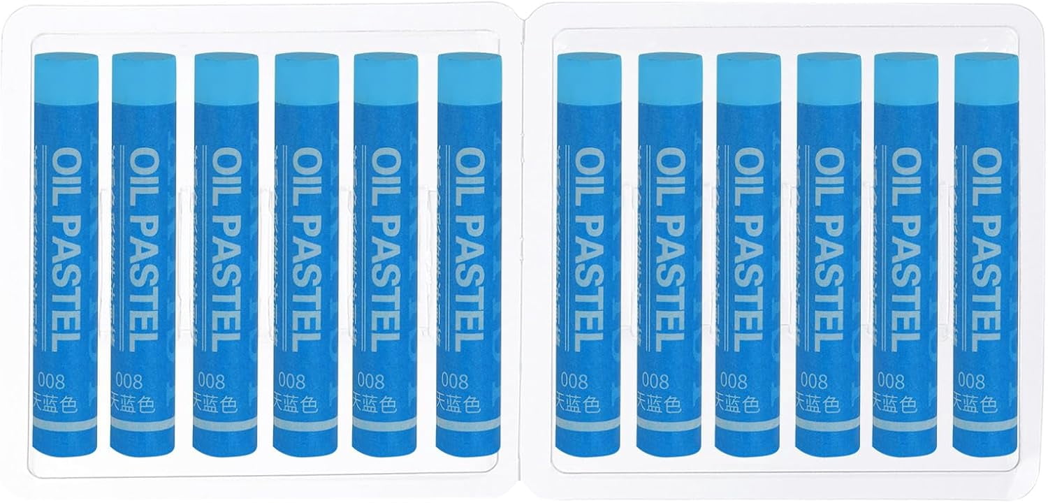 Sky Blue Oil Pastels, 12Pcs Soft Crayons Creamy Pastels Stick Art Supplies for Painting Drawing Blending Graffiti Artists Beginners